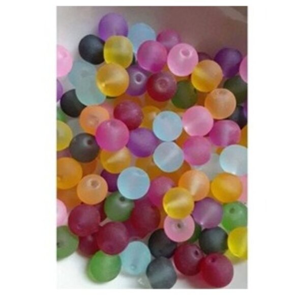 Mixed Color Frosted Glass Beads 8mm - Picture 1 of 2